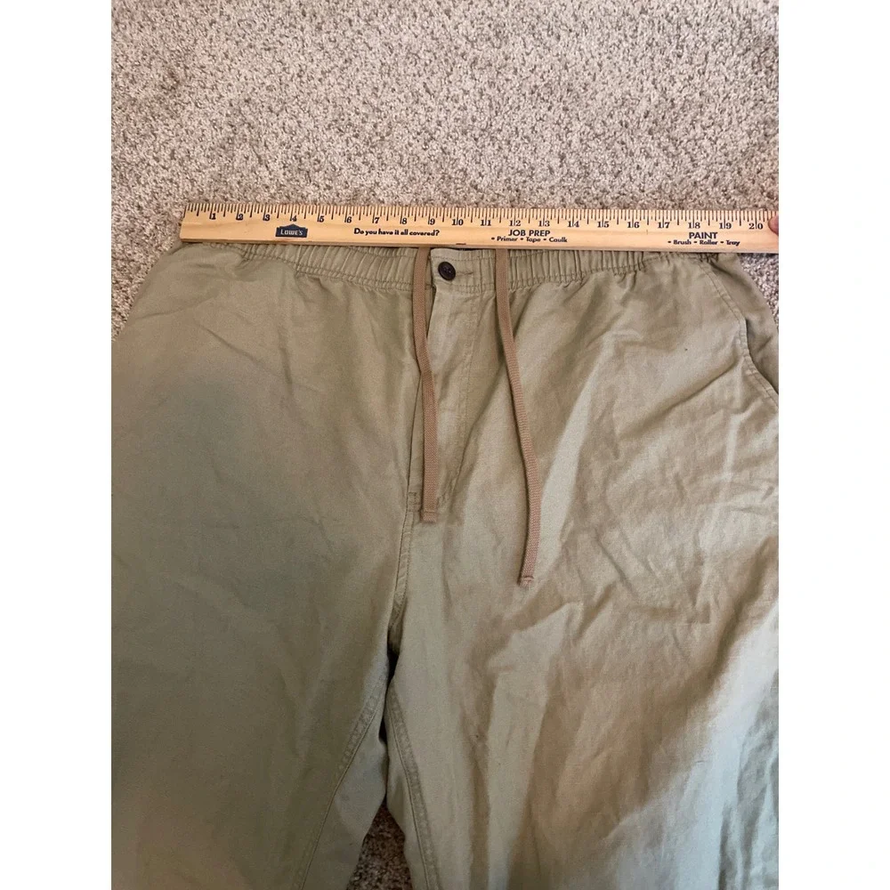 J. Crew Men's Dock Pants XL Linen Blend Khaki Tan Elastic Waist Drawstring